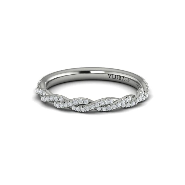 14k White Gold Entwined Diamond Wedding Band Image 3 Elgin's Fine Jewelry Baton Rouge, LA