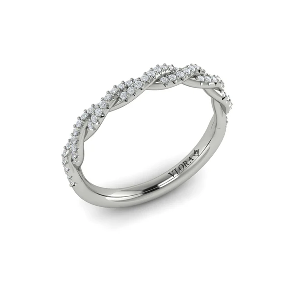 14k White Gold Entwined Diamond Wedding Band Elgin's Fine Jewelry Baton Rouge, LA