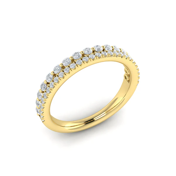 14k Yellow Gold Diamond Duo Stackable Wedding Band Image 3 Elgin's Fine Jewelry Baton Rouge, LA