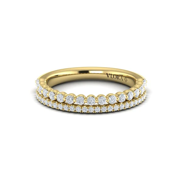 14k Yellow Gold Diamond Duo Stackable Wedding Band Elgin's Fine Jewelry Baton Rouge, LA