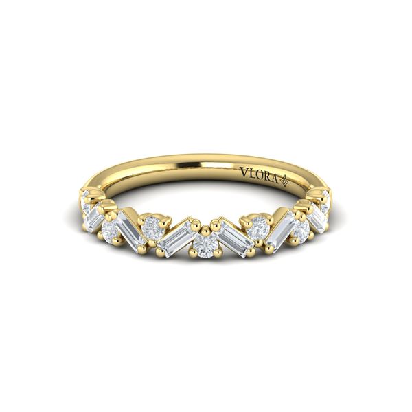 14kt Yellow Gold Baguette & Round Diamond Wedding Band Elgin's Fine Jewelry Baton Rouge, LA