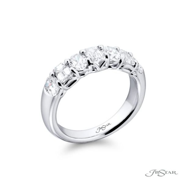 Platinum Emerald Cut and Oval Diamond Band Image 2 Elgin's Fine Jewelry Baton Rouge, LA