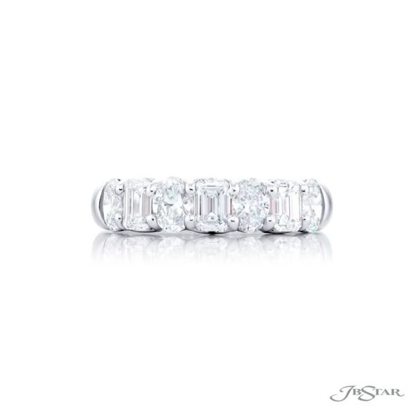 Platinum Emerald Cut and Oval Diamond Band Elgin's Fine Jewelry Baton Rouge, LA