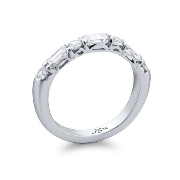 Platinum Emerald Cut and Round Diamond Band Image 2 Elgin's Fine Jewelry Baton Rouge, LA
