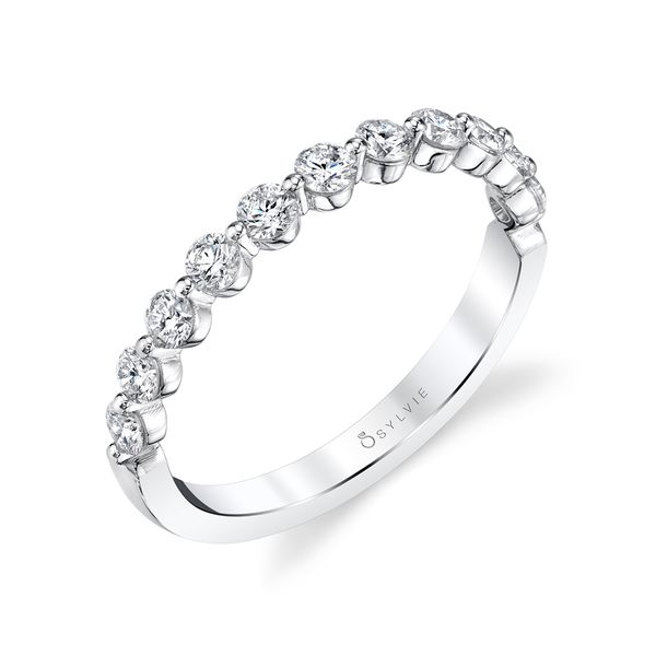 14Kt White Gold Round Diamond Single Prong Wedding Band Elgin's Fine Jewelry Baton Rouge, LA