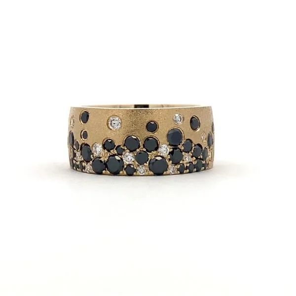 14K Yellow Gold Black & White Diamond Cigar Band Elgin's Fine Jewelry Baton Rouge, LA