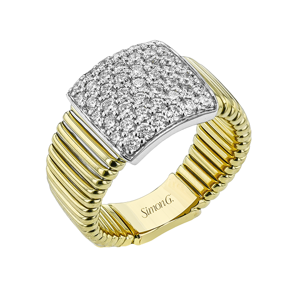 18k Two Tone Gold Diamond Pave Signet Ring Elgin's Fine Jewelry Baton Rouge, LA