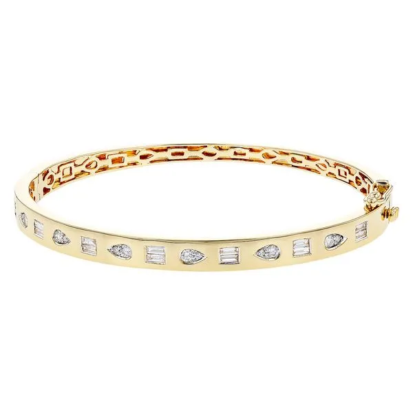 Ladies 14K Yellow Gold and Diamond Bangle Bracelet Image 2 Elgin's Fine Jewelry Baton Rouge, LA