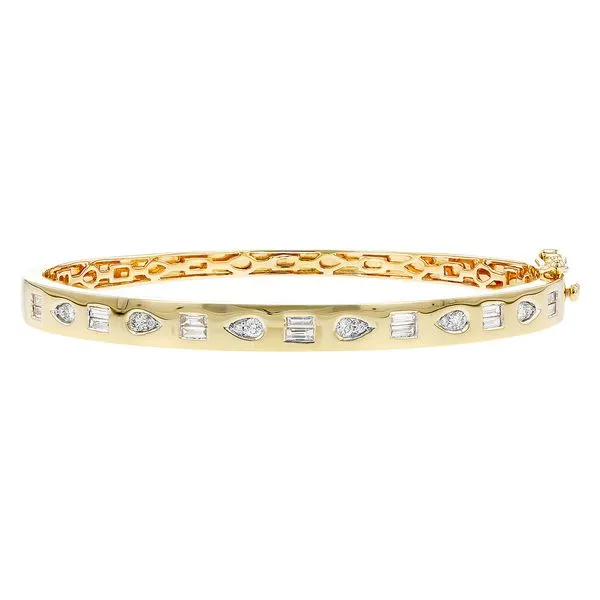 Ladies 14K Yellow Gold and Diamond Bangle Bracelet Elgin's Fine Jewelry Baton Rouge, LA