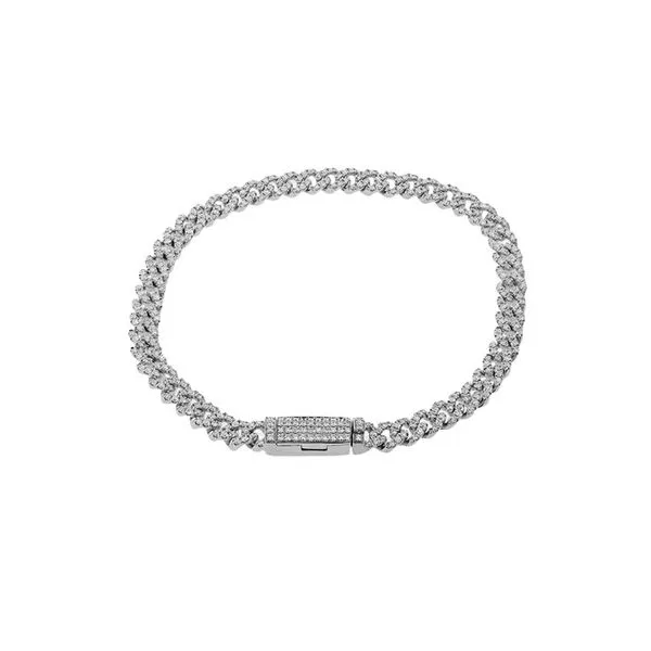 14K White Gold Diamond Curb Link Bracelet Elgin's Fine Jewelry Baton Rouge, LA