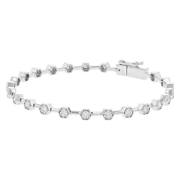 14K White Gold Bezel Set Diamond Bracelet Elgin's Fine Jewelry Baton Rouge, LA