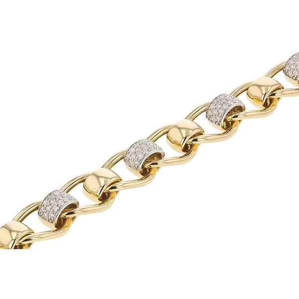 14K Two-Tone Chunky Gold and Diamond Link Bracelet Image 2 Elgin's Fine Jewelry Baton Rouge, LA