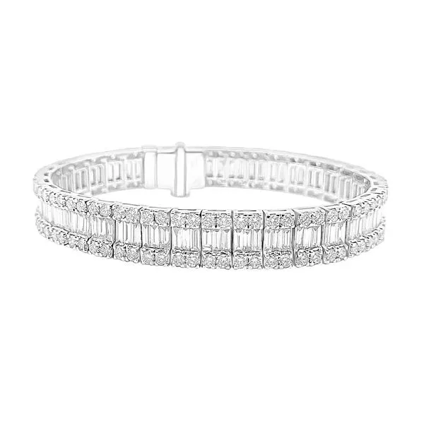 14kt White Gold Baguette & Round Diamond Tennis Bracelet Elgin's Fine Jewelry Baton Rouge, LA