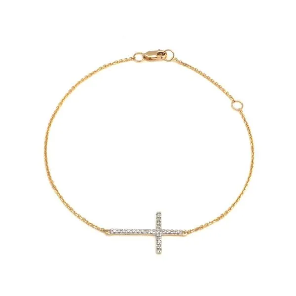 14K Yellow Gold Diamond Cross Bracelet Elgin's Fine Jewelry Baton Rouge, LA