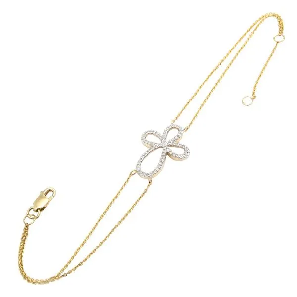 14K Yellow Gold Diamond Cross Bracelet Elgin's Fine Jewelry Baton Rouge, LA