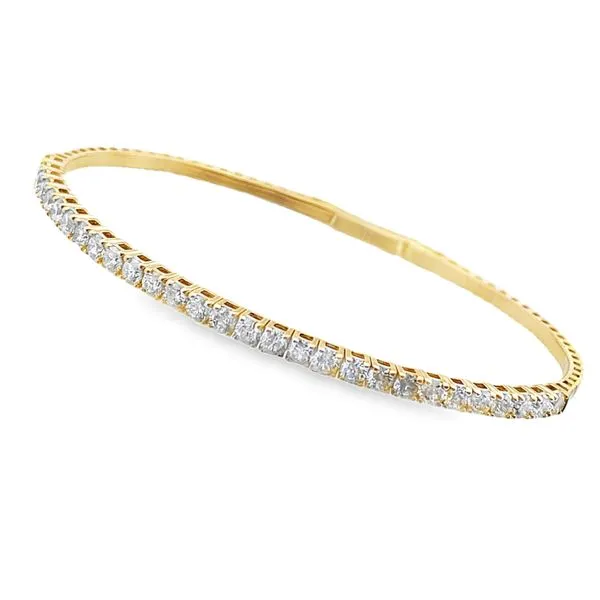 14K Yellow Gold Flexible Diamond Bangle Bracelet Elgin's Fine Jewelry Baton Rouge, LA