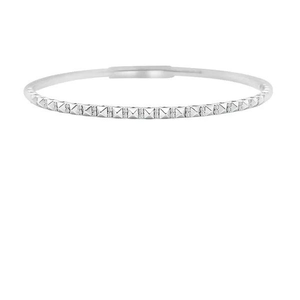 14kt White Gold Round Diamond Flexible Bangle Bracelet Elgin's Fine Jewelry Baton Rouge, LA