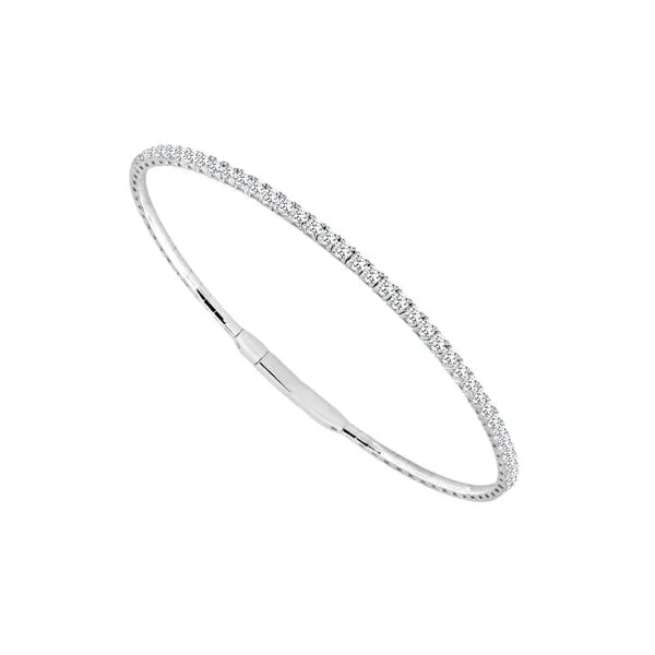 14kt White Gold 1.50 Carat Round Diamond Flexible Bangle Bracelet Elgin's Fine Jewelry Baton Rouge, LA
