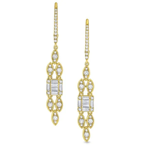 14K Yellow Gold Diamond Drop Dangle Earrings Elgin's Fine Jewelry Baton Rouge, LA