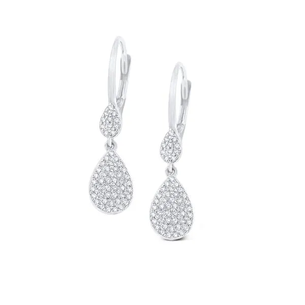 14kt White Gold Diamond Dangle Earrings Elgin's Fine Jewelry Baton Rouge, LA