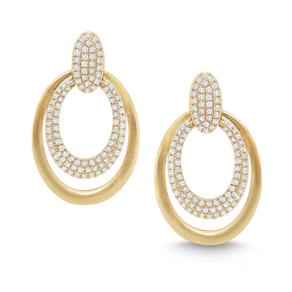 14K Gold and Diamond Double Oval Earrings Elgin's Fine Jewelry Baton Rouge, LA