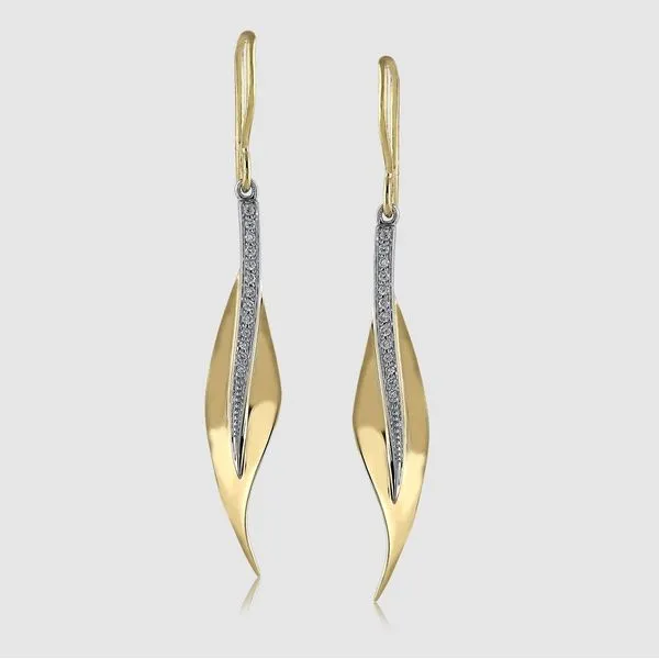 18K Two Tone Fallen Leaves Drop Earrings Elgin's Fine Jewelry Baton Rouge, LA