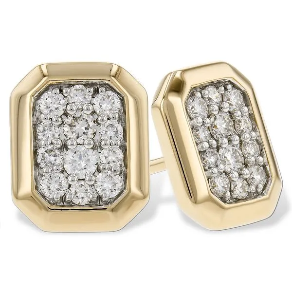 Rectangular Diamond Cluster Stud Earrings Elgin's Fine Jewelry Baton Rouge, LA