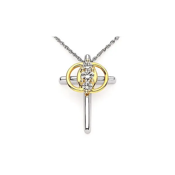 14K White Gold Diamond Christian Symbol Necklace Elgin's Fine Jewelry Baton Rouge, LA
