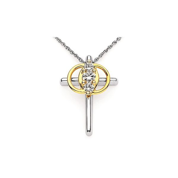 14K White Gold Diamond Christian Symbol Necklace Elgin's Fine Jewelry Baton Rouge, LA