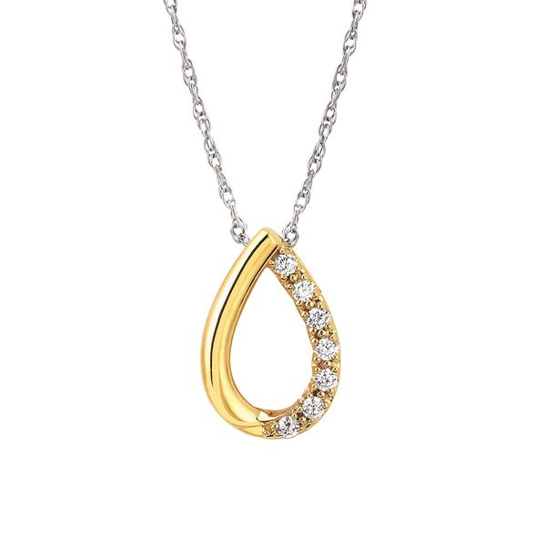 10K Two Tone Diamond Teardrop Necklace Image 3 Elgin's Fine Jewelry Baton Rouge, LA