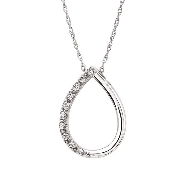 10K Two Tone Diamond Teardrop Necklace Image 4 Elgin's Fine Jewelry Baton Rouge, LA