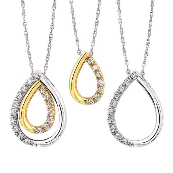 10K Two Tone Diamond Teardrop Necklace Elgin's Fine Jewelry Baton Rouge, LA