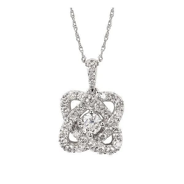 14K White Gold Diamond Love Knot Necklace Elgin's Fine Jewelry Baton Rouge, LA