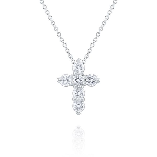 14kt White Gold Diamond Cross Necklace Elgin's Fine Jewelry Baton Rouge, LA