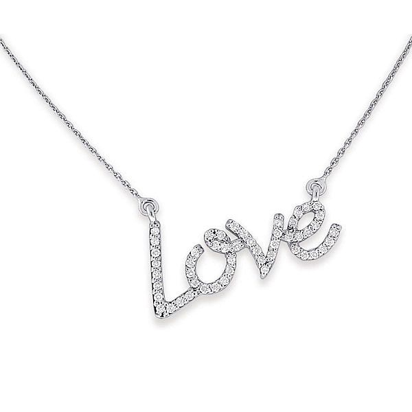 14kt White Gold Diamond Love Necklace Elgin's Fine Jewelry Baton Rouge, LA