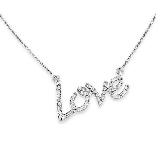 14kt White Gold Diamond Love Necklace Elgin's Fine Jewelry Baton Rouge, LA