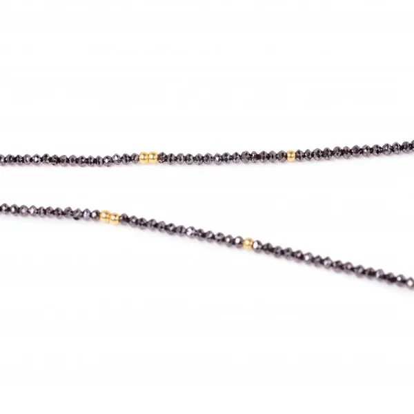 18k Yellow Gold Black Bead Necklace Image 2 Elgin's Fine Jewelry Baton Rouge, LA