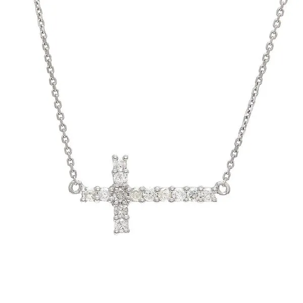 14k White Gold Sideways Cross Necklace Elgin's Fine Jewelry Baton Rouge, LA