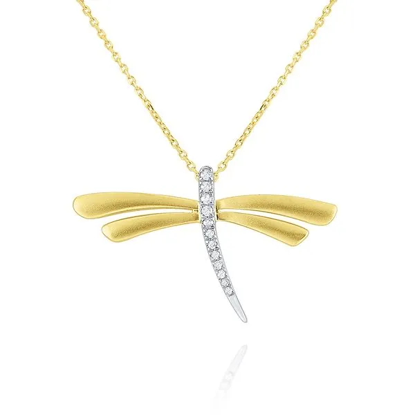 14K Gold and Diamond Dragonfly Necklace Elgin's Fine Jewelry Baton Rouge, LA