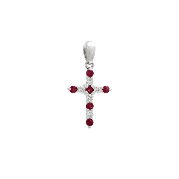 14k White Gold Ruby & Diamond Cross Elgin's Fine Jewelry Baton Rouge, LA