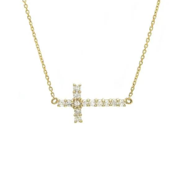 14K Yellow Gold Sideways Cross Necklace Elgin's Fine Jewelry Baton Rouge, LA