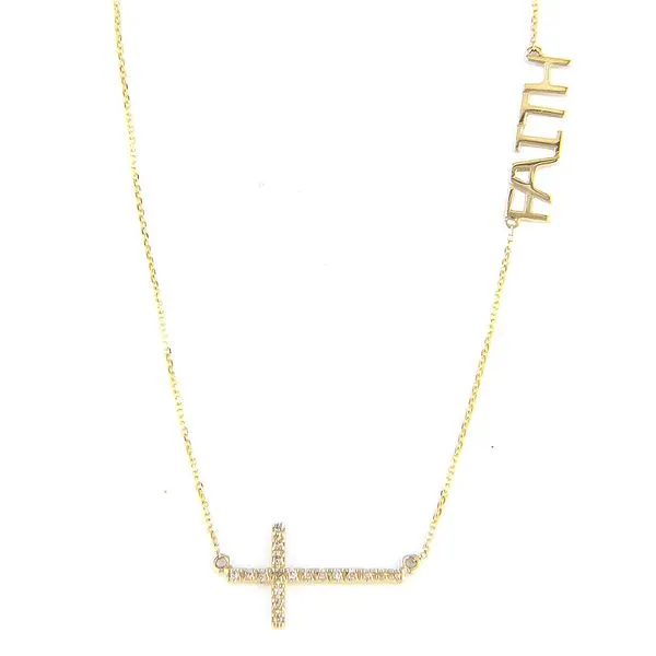 14K Yellow Gold Cross & Charm Necklace Elgin's Fine Jewelry Baton Rouge, LA