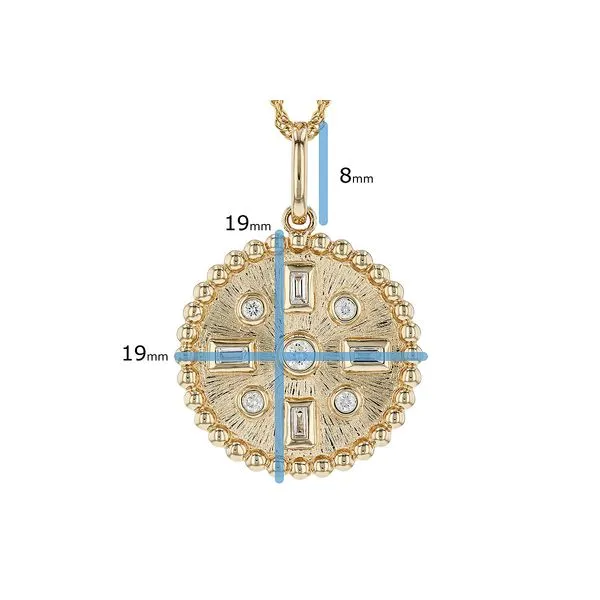 14K Yellow Gold Beaded Diamond Disc Pendant Image 3 Elgin's Fine Jewelry Baton Rouge, LA
