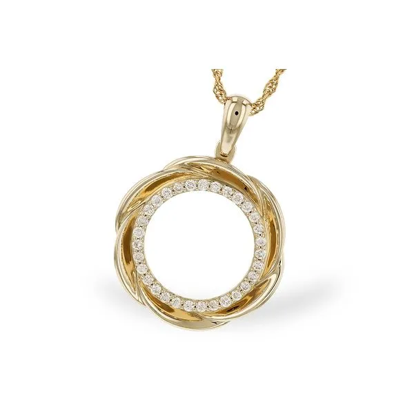 14k Yellow Gold Circle Diamond Pendant Elgin's Fine Jewelry Baton Rouge, LA