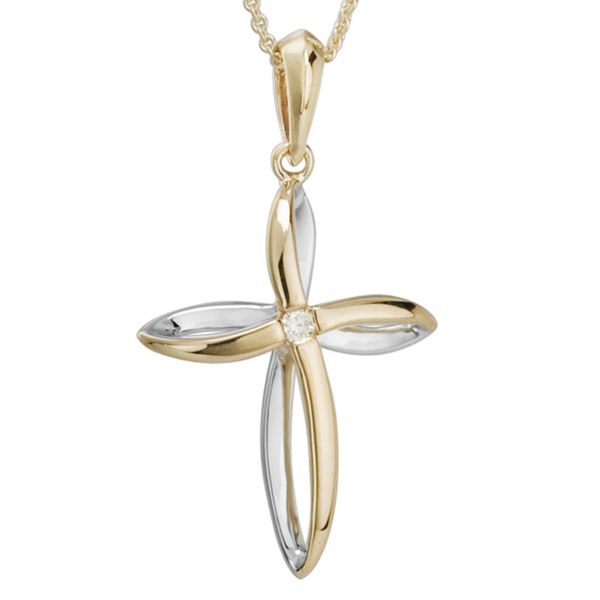 14K Two Tone Cross Necklace Elgin's Fine Jewelry Baton Rouge, LA