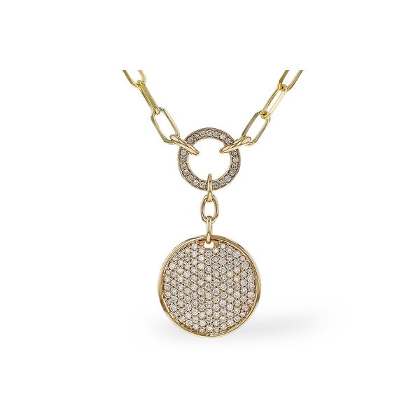 Diamond Disc Drop Paperclip Necklace Elgin's Fine Jewelry Baton Rouge, LA