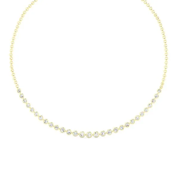 14k Lab Grown Diamond Bezel Half Tennis Necklace Elgin's Fine Jewelry Baton Rouge, LA