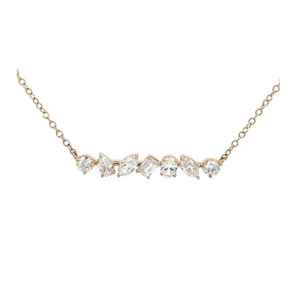 14K Yellow Gold Lab Grown Multi Shape Diamond Bar Necklace Elgin's Fine Jewelry Baton Rouge, LA
