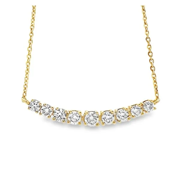 14kt Yellow Gold Graduated Lab Grown Diamond Bar Necklace Elgin's Fine Jewelry Baton Rouge, LA