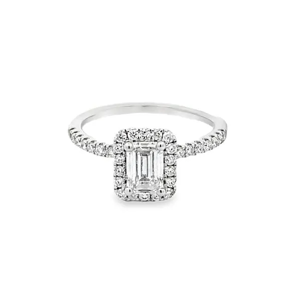 Proposal Ready Emerald Cut Halo Lab Diamond Engagement Ring Elgin's Fine Jewelry Baton Rouge, LA